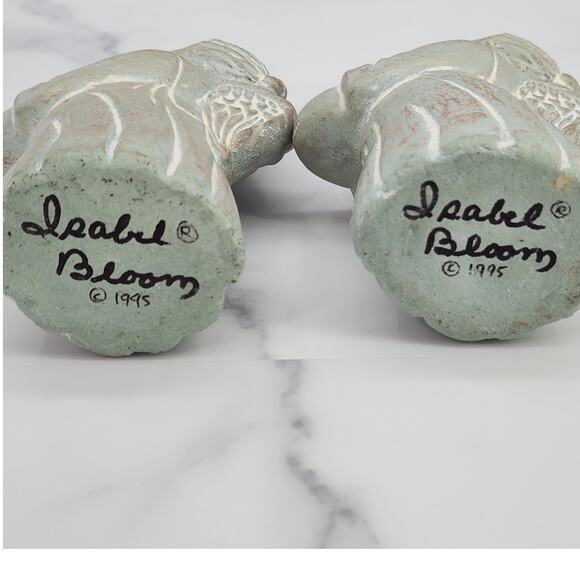 2 Vtg 5" Isabel Bloom Signed Choir Angels 1995 Candle holder cement art figures - Picture 4 of 7